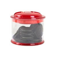 Bocaux de conservation alimentaire cylindriques en plastique transparent, écologiques et durables, avec couvercles rouges – Idéal pour les snacks, les biscuits Oreo, l'organisation de la cuisine