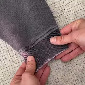 Sudadera con Capucha Corta de Algodón Grueso y Lana Francesa para Hombre, Estilo Vintage, Lavado Desgastado, Casual, a la Moda, Cortavientos e Impermeable - Product Image 5