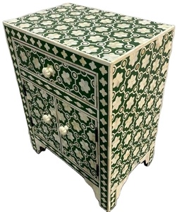 Table incrustée d'os au design unique Commode à tiroirs de rangement incrustée d'os Table de chambre à coucher Bureau Meubles de salon de l'Inde - Product Image 1