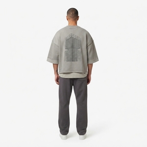 T-shirt Homme Oversize Premium 460G en Molleton Bouclette Coupe Boxy Délavé Vintage Streetwear Lourd Personnalisé OEM Double Couche Anti-Boulochage - Product Image 2