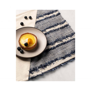 Manteles individuales artesanales bohemios elegantes con estampado geométrico amarillo marrón GOTS certificado 100% algodón bordado 14x18 pulgadas 240g para comedor - Product Image 4