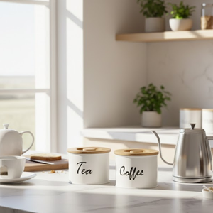 Ensemble de récipients hermétiques pour cuisine moderne |   Bocaux de rangement pour sucre, thé et café, conçus pour la fraîcheur et l'organisation de la cuisine - Product Image 1