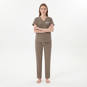 Conjunto de Uniforme Médico para Mujer Hawk Eye, Top con Cuello en V y Bolsillos, Pantalones con Cordón, Ropa de Trabajo para Hospital - Product Image 2
