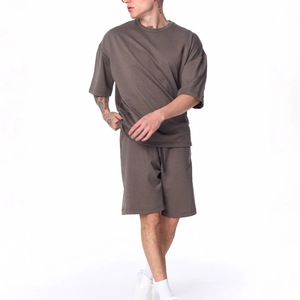 Conjunto de Camiseta y Pantalones Cortos de Algodón para Hombre, Talla Grande, Color Gris, Estilo Casual de Verano, Tejido de Punto - Product Image 5