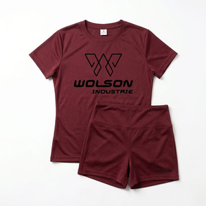 Conjunto Deportivo para Hombre Wolson Industry, Camiseta y Pantalones Cortos, Ligero, Elástico, con Soporte para la Espalda, para Deportes de Verano, 100% Poliéster - Product Image 1