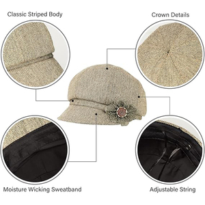 Casquette Newsboy en Laine Style Anglais avec Broderie Florale pour Femme Adulte, Hiver Décontracté, Respirante, avec Ruban et Cordon, 56-58CM - Product Image 4