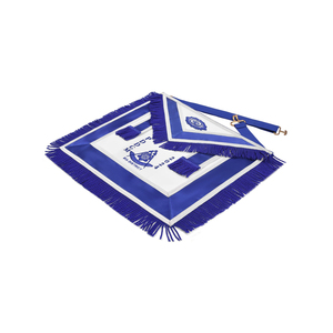 Luxury Blue Lodge Past District Deputy Grand Master <b>Apron</b> <b>White</b> Leather Silver Embroidery OEM District Deputy Grand Master <b>Apron</b> - Product Image 3