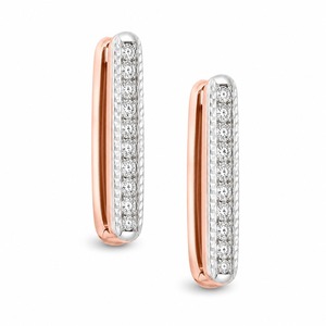 Pendientes Colgantes Roy Diamond Chapados en Oro Rosa de 18K con Diamantes de Corte Brillante Certificados por IGI y Engaste de Canal de Lujo - Product Image 5
