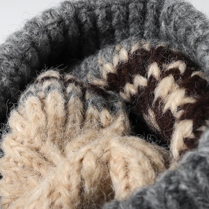 Gorro de punto unisex con patrón geométrico, color crema y marrón, gorro cálido informal de invierno para adultos, 56-58 cm - Product Image 6