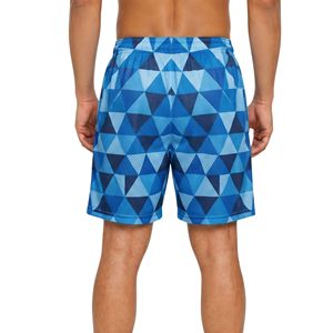 Shorts en maille pour homme, coupe ample, bleu, motif géométrique triangulaire, respirant, séchage rapide, 100% polyester, shorts décontractés athlétiques - Product Image 2