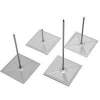 Pieu de fixation auto-adhésif en acier de qualité industrielle, base carrée 50x50mm, lisse, plusieurs longueurs, sans soudure, isolation thermique