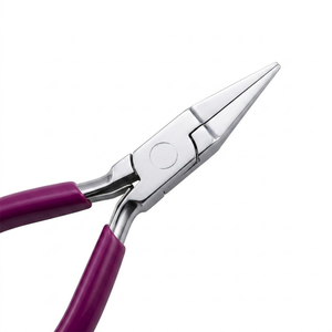 Pince plate professionnelle en acier inoxydable, mini-outils de précision pour la fabrication de bijoux, poignée antidérapante violette, fil - Product Image 1