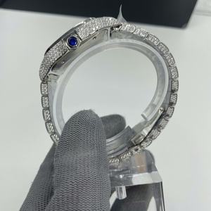 Montre personnalisée de luxe pour homme, mécanique, boîtier carré, sertie de moissanite VVS effet cristal de glace, style <span class=keywords><strong>Cartier</strong></span>, 40mm, Hip Hop - Product Image 3