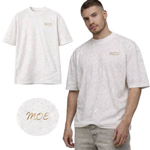 Camiseta Oversize de Algodón Pesado GSM con Pedrería para Hombre, Estilo Urbano, con Bordado de Logotipo Personalizado, Marca Privada, Venta al por Mayor - Product Image 1