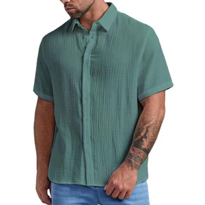 Camisa de Hombre Talla Grande al por Mayor, Corte Entallado, Diseño Plisado, Camisa Casual de Verano para Hombre - Product Image 2