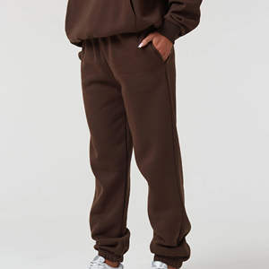 Conjunto deportivo de dos piezas para mujer, color marrón chocolate, sudadera con capucha y pantalones, ropa deportiva informal, estilo urbano. - Product Image 4