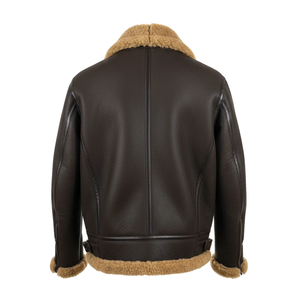 Premium Genuine Leather <b>Shearling</b> Winter <b>Jacket</b> <b>Men</b> Soft Fur Aviator Coat Warm Durable Fashion Biker Outerwear Style - Product Image 5