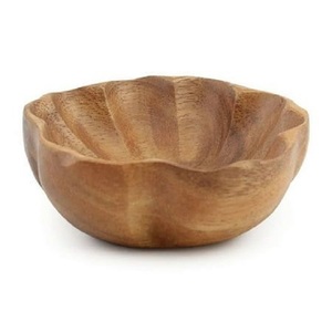 Tazón de servir de madera de estilo europeo rústico y natural, vajilla ligera para cocina, tazón para servir sopa y aperitivos, para uso en fiestas. - Product Image 1
