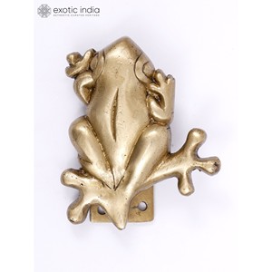 Heurtoir de porte en laiton de 4 pouces fait à la main de conception grenouille Heurtoir de porte unique pour la décoration intérieure et les cadeaux Article fabriqué en Inde - Product Image 2