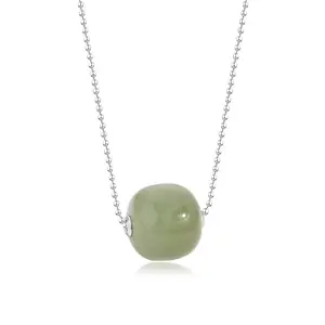 Hetian Jade S925 Pure Niche Design Indifferent Style Jewelry Transfer Bead Necklace For Girlfriend Mothers Day