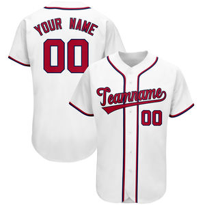 Maillot de baseball personnalisé blanc et bleu à rayures fines, boutonné, avec nom et numéro imprimés, sublimé, pour équipes sportives - Product Image 3