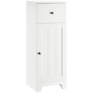 Mobiletto Moderno Bianco a 1 Cassetto per Soggiorno con Ripiano Regolabile per Organizzazione Domestica - Product Image 1