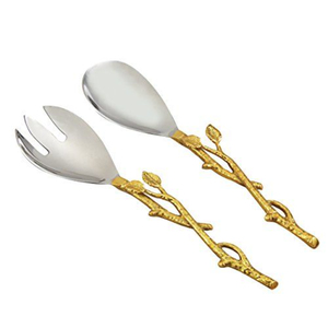 Set of Two Metal Salad Server With Designer Handle for Home Hotel & Restaurant Tabletop Usage <b>Serving</b> <b>Spoon</b> & Forks Sets - Product Image 3