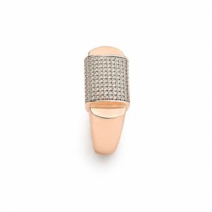 <b>Mens</b> 18KT Rose Gold Rectangular Micro Pave Cubic Zirconia Signet <b>Ring</b> Wide Polished Statement Band Wedding Party Gift Jewelry - Product Image 3