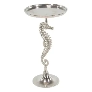 Table d'appoint en aluminium Silver Seahorse, style marin moderne, pour salon, support à boissons - Product Image 2