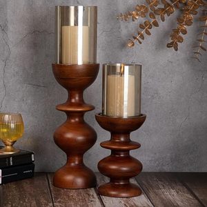Handmade Wooden <b>Candle</b> <b>Holder</b> Stand Rustic Tapered Pillar Candlestick <b>Holder</b> for Home Wedding Decor - Product Image 1