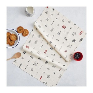 100% coton biologique certifié GOTS brodé gaufré tissé bordure colorée torchons imprimés absorbants personnalisés maison - Product Image 2