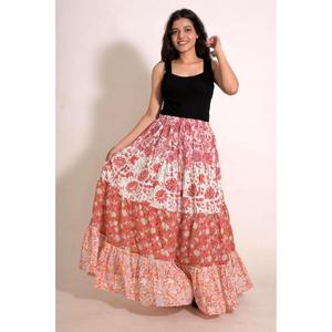 Cotton <b>Patchwork</b> Maxi <b>Skirt</b> Handmade Bohemian Long <b>Skirt</b> Vintage Inspired Festival Wear for Women - Product Image 3