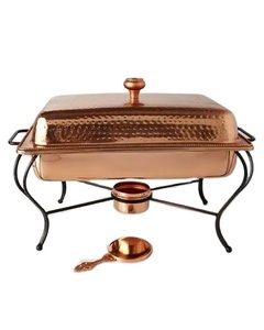 Chauffe-plats en cuivre massif chauffe-plats hôtel ware Design tendance à la mode ustensiles de cuisine avec double support en métal photophore - Product Image 1