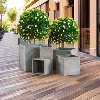 Maison et jardin lumière béton grand carré en fibre de verre pots de fleurs ciment planteur pot jardin paysage