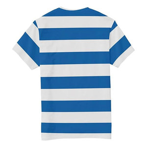 เสื้อยืดสำหรับผู้ชายสีน้ำเงินและสีขาวลายแนวนอนแขนสั้นคอกลมเสื้อยืดลำลองเสื้อผ้าฝ้ายน้ำหนักเบาเสื้อสวมหัวฤดูร้อน - Product Image 4