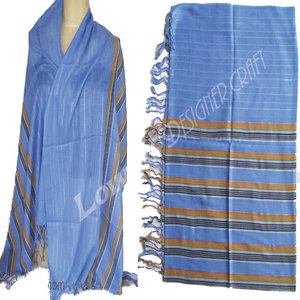 Handloom Cotton Fabric Scarf with Stripe Design Lightweight Soft Breathable Traditional Woven Stylish Unisex Fashion <b>Wrap</b> <b>Shawl</b> - Product Image 3