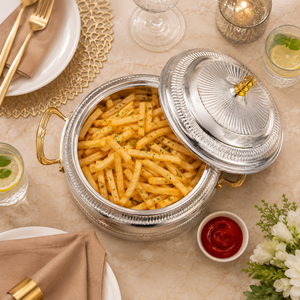 Premium Stainless Steel Double Wall Insulated Casserole Hot <b>Pot</b> with Gold Handles Food Grade Serving Bowl for Home Kitchen - Product Image 5