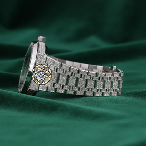 Montre de luxe pour homme en acier inoxydable octogonal avec diamants, 42 mm, analogique, quartz, fermoir déployant, cadran en cristal saphir - Product Image 3
