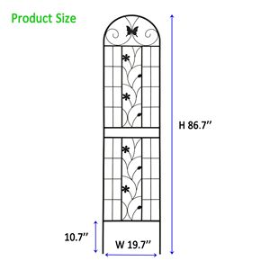Set di 2 tralicci da giardino in metallo nero da 220 cm x 50 cm, antiruggine, per piante rampicanti, recinzioni e cancelli - Product Image 5