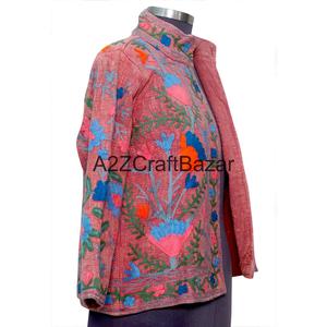 Chaqueta Bomber A2ZCraftBazar con Bordado a Máquina, Volantes, Estampado Floral, Cuello en V, Algodón, Informal, para Fiestas de Invierno/Primavera - Product Image 4