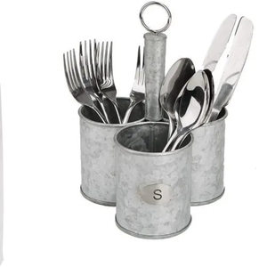 Porte-ustensiles en métal de haute qualité, organiseur de couverts avec poignée, rangement galvanisé pour accessoires de cuisine - Product Image 1
