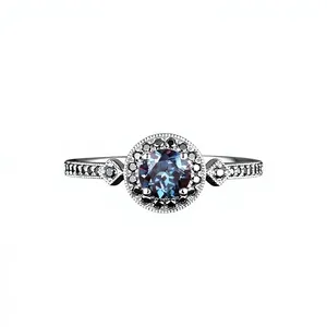 Alexandrite Half Eternity <b>Ring</b> <b>925</b> Sterling <b>Silver</b> Classic Engagement Wedding Promise Anniversary Bridal Party - Product Image 1