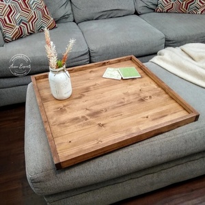 Grand plateau ottoman en bois avec finition naturelle Parfait pour la décoration du salon Table basse Centre de table Durable et élégant - Product Image 1