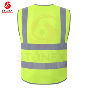 Gilet de sécurité haute visibilité réfléchissant jaune et noir, vêtements de travail avec plusieurs poches pour la construction et la circulation - Product Image 2