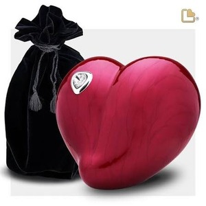 Urne funéraire en forme de cœur, finition rouge brillante, design classique, souvenir commémoratif pour adulte, urne en forme de cœur avec support, belle urne en forme de cœur - Product Image 2