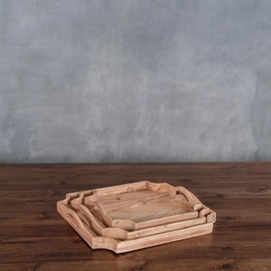 Natural Wooden Serving <b>Tray</b> Set Rectangle Stackable Unfinished Minimalist Design for Table Use Food Drink <b>Storage</b> <b>Trays</b> - Product Image 3