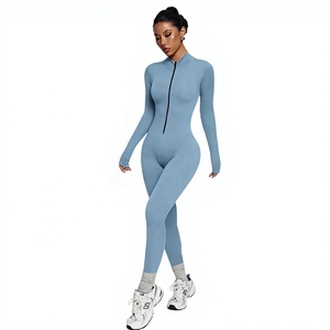 <b>jumpsuit</b> Yoga <b>Jumpsuit</b> Women Zipper Full Sleeve One Piece Gym Suit Fitness Set Comfort <b>Workout</b> Romper Elastic - Product Image 5