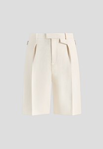 Pantalones Cortos Bermuda Plisados Color Crema para Hombre, Cintura Media, Elásticos, Cómodos, Casuales, de Algodón Oxford, Color Sólido, Transpirables, Tejidos - Product Image 3