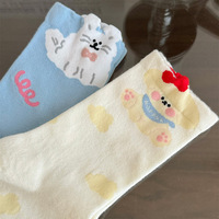 Chaussettes mi-hautes en coton pour femmes, motif animaux de dessin animé amusants, design original et mignon, collection printemps-automne