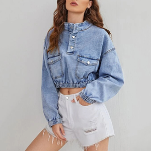 Women's PU Leather Motorcycle Trucker Jacket Full Sleeve Slim Fit Zipper Closure Solid Color <b>Drop</b> Shoulder Short Length Utility - Product Image 5